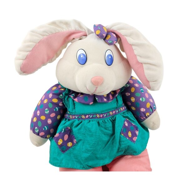 International Silver Bunny Rabbit Plush Parachute Easter Vintage Plastic Eyes - Picture 3 of 9